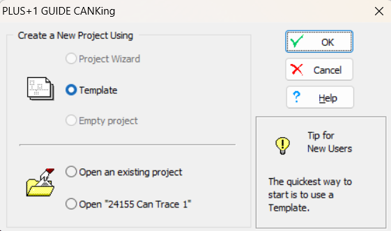 Create New Project - Template selected